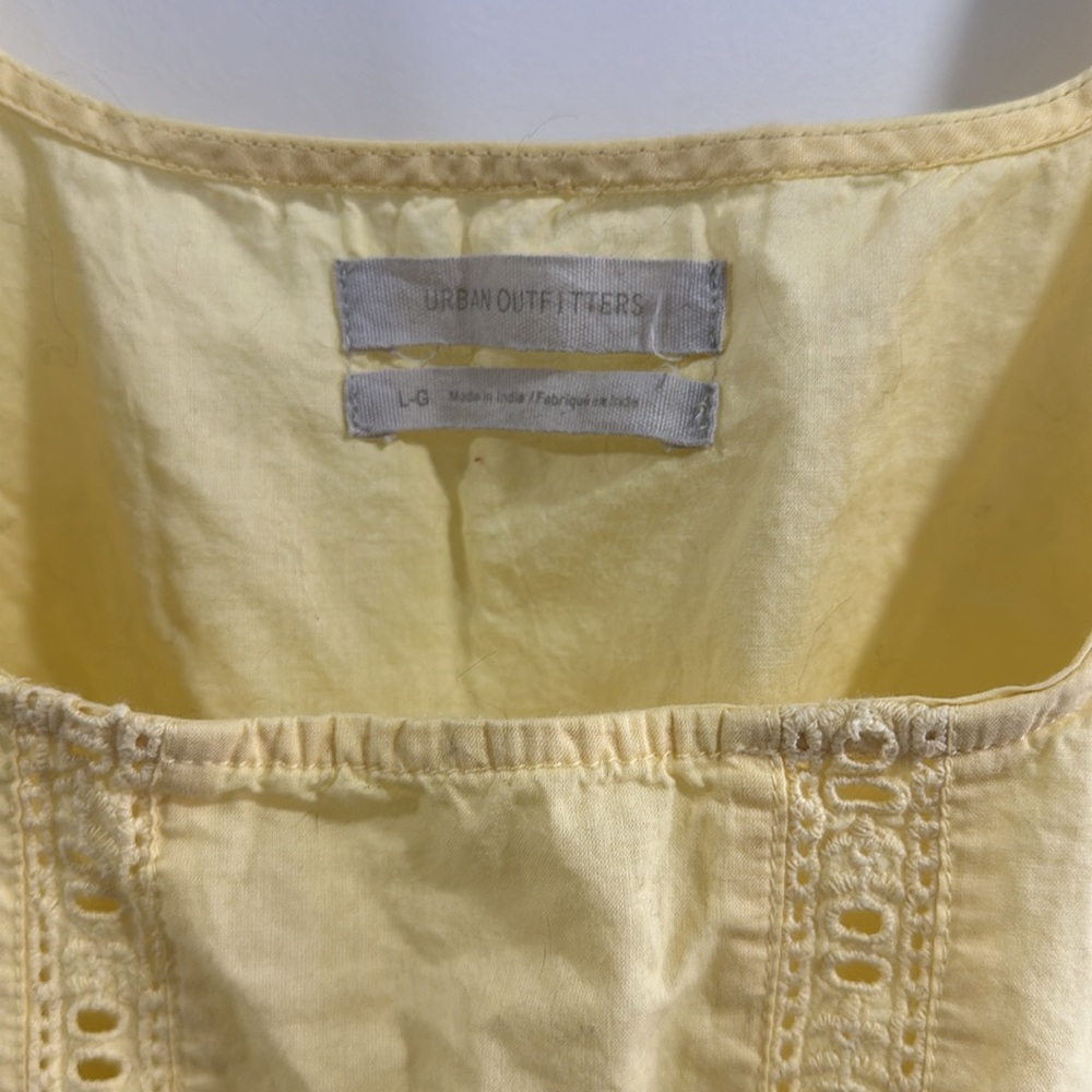 Urban Outfitters Yellow Ruffle Tie Waist Eyelet Top - Picture 5 of 6